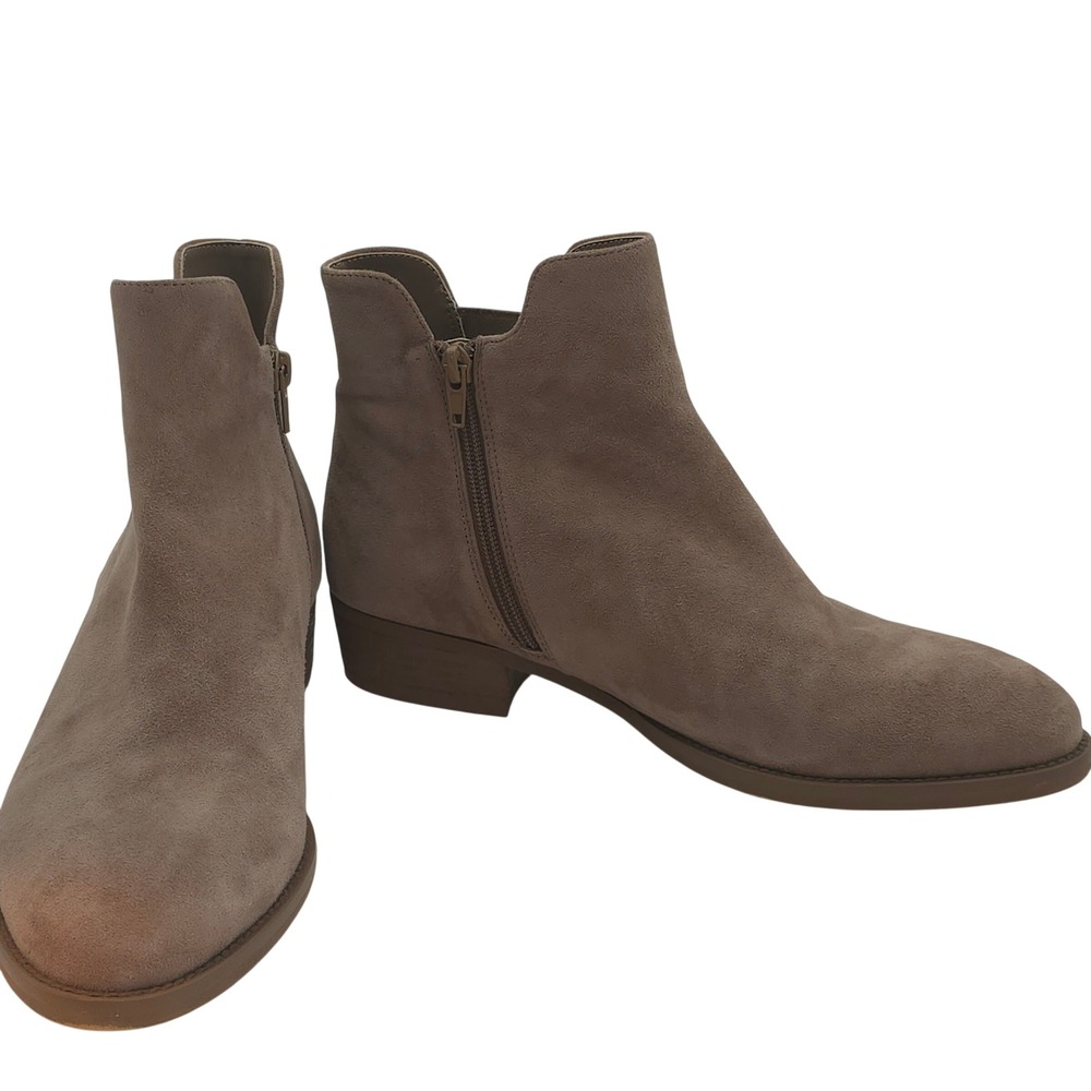 VanEli Womens Ankle Boots‎ 10 Taupe Vegan Suede Zip Low Heel